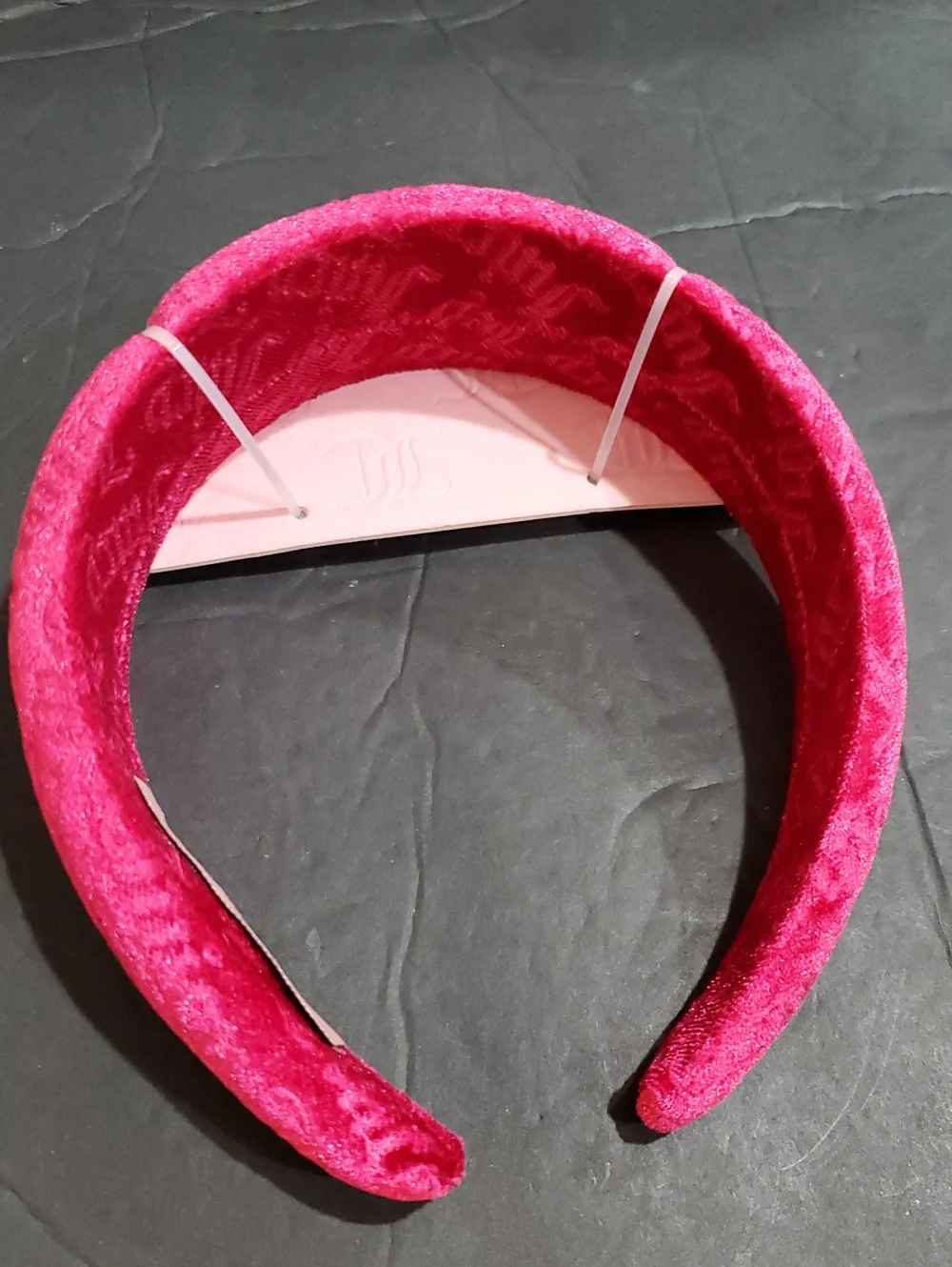 Juicy Couture fuchsia raspberry soft plush velvet look Juicy embossed headband